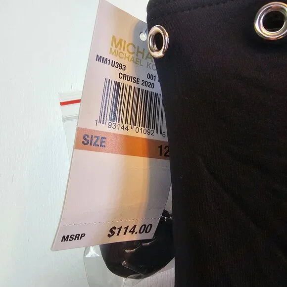 Michael Michael Kors Black Cruise 2020 One Shoulder Side Out Rivets, Sz 12, NWT - Picture 12 of 12